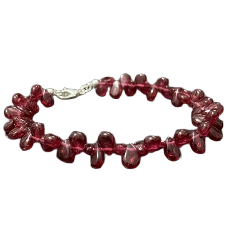 Bracelet grenat naturel pierre rouge poire 18cm bijou fait main LKBEADS