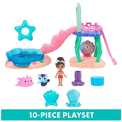 Gabby's Dollhouse, Purr-ific Pool Playset with Gabby and Mercat Figures, Color-Changing Mermaid Tails and Pool Accessories Kids Toys for Ages 3 and Up by Spin Master - Image 3