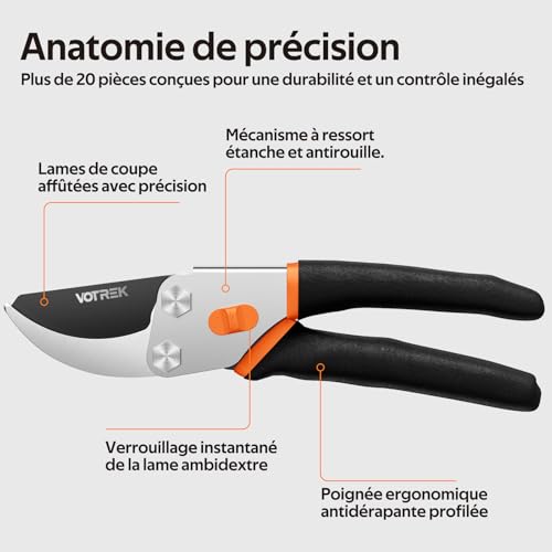 Set sécateurs bypass C800 et X850 durables avec lames acier SK5 - 4
