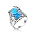Ayoiow Coussin pour Bagues Mariage,Plaqué Argent Irrégulier Argent Bleu Clair Bague pour Femme Taille：61.5