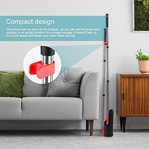 Fgy Broom And Dustpan Set For Home, Sweeper And Dust Pan Set With Adjustable Long Handle, Standing Upright Dust Pan With 180° Rotation Broomstick For Indoor Kitchen Lobby Office Garage Floor Sweeping #TOP5