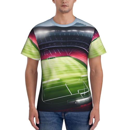 JGHHOUN Camiseta de fútbol americano Satdium Field Light Night Print Casual Verano Transpirable Gimnasio Camisas Hombres Entrenamiento Transpirabilidad Actividades Intensas, Negro, XXL