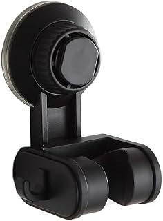 Shower Head Holder,Adjustable Height Angle Suction Cup Shower Head Bracket Removable Shower Head Hanger for Bathroom Wall Mounted (Black)