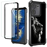 GFRGTFHYT Schutzhülle für BLU View 5 B160V, 16,7 cm (6,5 Zoll), 2024, mit Bildschirmschutzfolie aus gehärtetem Glas, zweilagig, strapazierfähig, stoßfest, Schutzhülle für BLU View 5, Cool Lions
