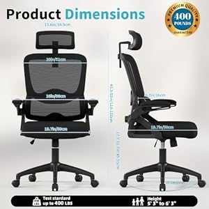 Nexthro Ergonomic Office Chair, Mesh Office Chair with Lumbar Support, High Back Desk Chair with Flip-up Arms, 400 lbs Big and Tall Computer Chair with Headrest, Comfy Desk Chairs — photo 2 of 6