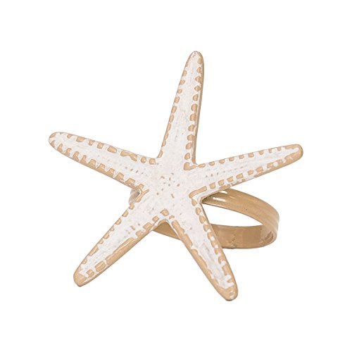 C&F Home Starfish Whitewashed Tropical Beach House Coastal Vacation Dining Room Hand Crafted Decor Decoration Napkin Ring Set Of 6 Napkin Ring Set Of 6 Cream #TOP3