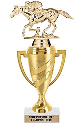 Crown Awards Horse Trophy, 11" Gold Cup Racehorse Trophies with Engraving Included, 1 Pack Prime