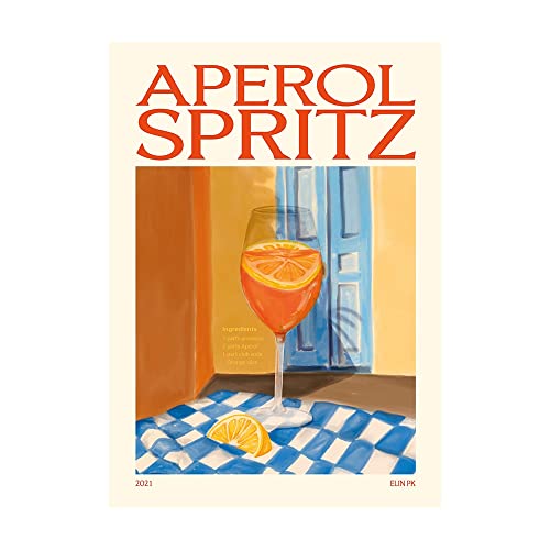 YINGFUN Dibujos Animados de Jugo de Frutas Aperol Spritz Pósteres e Imprimir Sangre Bebida Negroni Canvas Pintura Club Bar Shop Decoración del hogar Regalos (Color : E, Size : 50x70cm No Frame) Cover