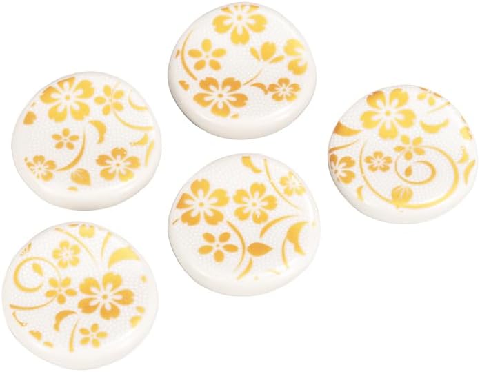 Kutani Iwataya Chopsticks Rest (Round), White Grain Cherry Blossom K9-440