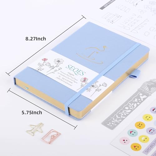 SeQeS Caderno pontilhado com marcadores - Caderno A5 com número de páginas, papel à prova de sangram