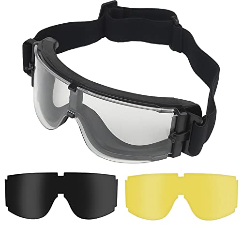 Doxiglobal Airsoft Goggles Tactical Safety Goggles Anti Fog Uv Glasses With 3 Color Lenses Eye Protection For Paintball Shooting Hunting Cycling Military #TOP6
