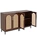 Tribesigns Set of 2 Rattan Sideboard Buffet Cabinet with Storage, 59 Inch Accent Cabinet for Dining Room, Living Room, Kitchen, Rattan and Dark Brown