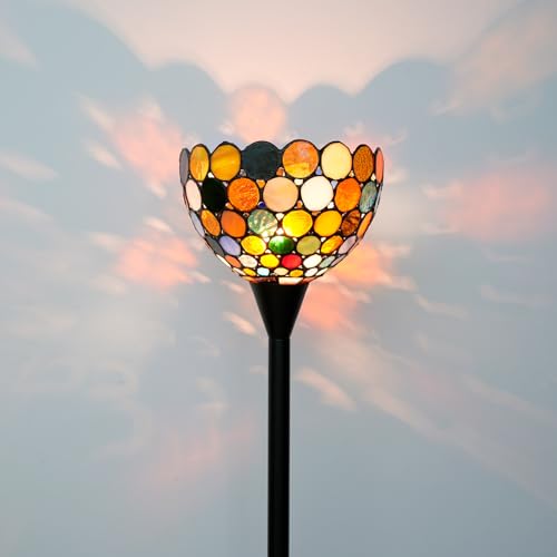 Tiffany Lámpara de pie de cristal multicolor Tochiere de pie Lámpara de pie Vintage Tall Pole Uplight Rústico Lámpara de esquina con interruptor de pie para el hogar Sala de estar Dormitorio