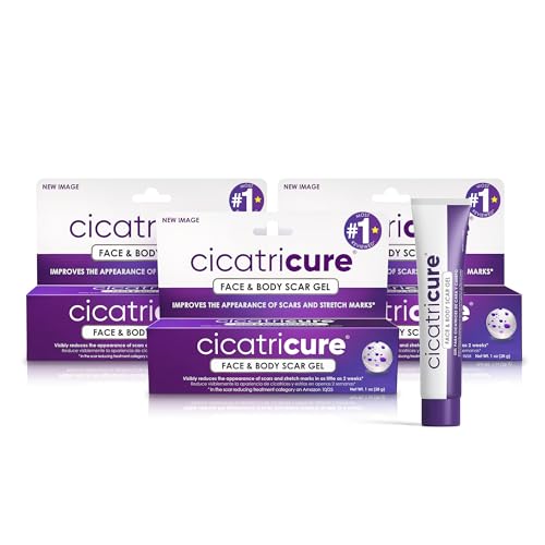 Cicatricure Advanced Scar Gel for Face & Body - Proven Results in 2 Weeks, Scar Treatment for Surgical Scars, Stretch Marks, Scars of Burns and Injuries, Acne Scar Treatment, 1 oz (28 g) - Pack of 3