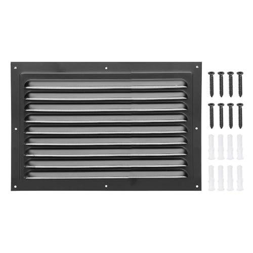 PATIKIL 8"x12" Aluminum Gable Vent, Exterior Wall Outlet Vent Square Soffit Vent HVAC Louver Air Grille with Built-in Screen for House Attic Garage Ceiling, Black