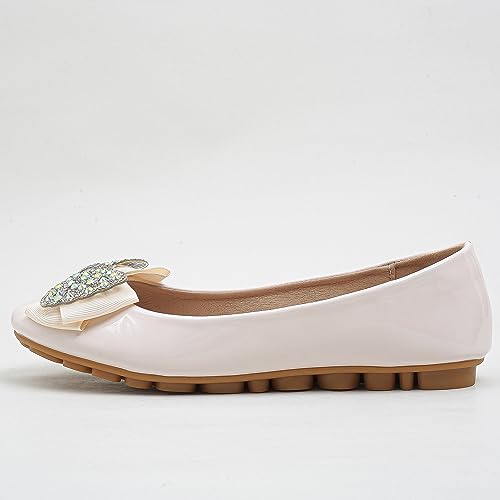 Flats Shoes Women Leather Comfortable Flats Round Toe Bow Slip on Wide Width Work Flats for Women2