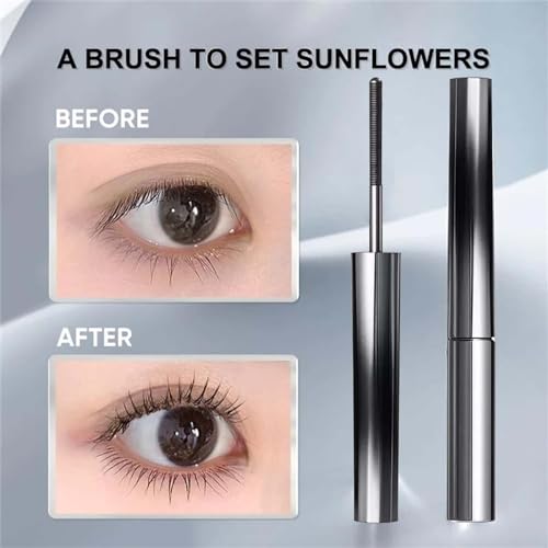 Washable Extra Slim Metal Mascara - 3D Curling Waterproof Iron Mascara Black for Long Lasting, Bristleless Lashes - Image 5