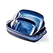 Lasagneform Auflaufform aus Keramik, Backform 3er Set Reaktive Glasur, Ofenform Porzellan Rechteckige Backform mit Griff, Mikrowellenofen Sicherheit, Backofen Sicherheit - Blau