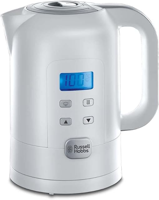 Russell Hobbs Czajnik elektryczny z regulacją temperatury [25°-100°C], wyświetlacz LCD - aktualna i ustawiona temp., Precision Control (1,7L, 2200W, utrzymywanie ciepła, filtr antywapienny) 21150-70