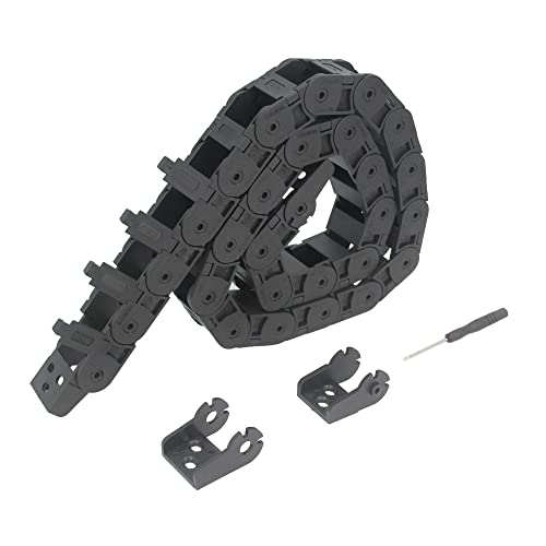 Zeberoxyz 18x25mm Drag Chain Length 1Meter Open Type Black Plastic Cable Carrier R28 with 1Kit End Connectors for 3D Pri