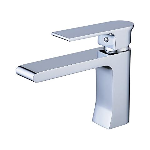 Modern Basin Mixer Tap Single Handle 1 Hole Mount Bathroom Sink Tap Chrome Finish Contemporary Gudetap GT7508C Cover
