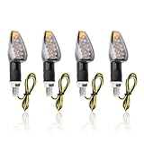 4PCS Motorcycle Turn Signals,14 LED Front+Rear Motorcycle Blinkers with Cool Amber Lamp,Universal 12V Motorcycle Turn Signal Light Compatible with Kawasaki Yamaha (Transparent Shell)