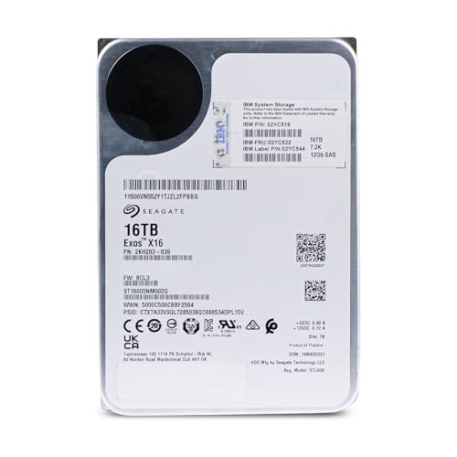 Image of Seagate /IBM Exos X16 16TB Enterprise Hard Drive HDD SAS 12Gb /s 256MB Cache 7200 RPM 512e /4Kn CMR Helium Sealed 3.5in Hard Drive ST16000NM002G (Renewed)