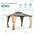 MELLCOM 10x12FT Hardtop Gazebo, Wooden Finish Coated Aluminum Patio Gazebo with Aluminum Composite Double Roof for Patio Lawn and Garden, Curtains and Netting Included