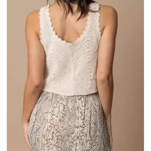 Image of NAIADES Women's Handmade Crochet Crop Top, Sleeveless Top for Women,Comfortable Fit