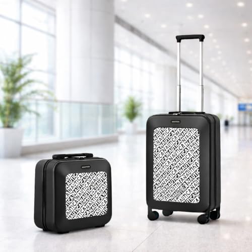 Image of Nautica Unisex 31L Cabin Trolley and Vanity Case Luggage Set | Robust ABS & Logo Print PU Hardshell Travel Combo | Smooth 8-Spinner Wheels | Lightweight Luggage for Weekend Trips and Vacations | Grey
