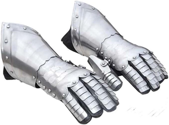Nautical Replica Hub Medieval Gauntlets Silver Viking Gloves Pair Knight Crusader Armor Steel LARP Wearable Fully Gauntlets (Medieval Crusader Gloves, 16 Inches)