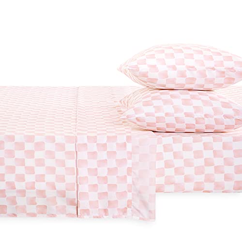 Wake In Cloud D-0787-T(M) Gingham Sheet Set, 4-Piece Sheet Set, Checkered Grid Plaid Checkerboard Geometric Preppy Hand Drawn Pattern Printed Bedding thumb #1