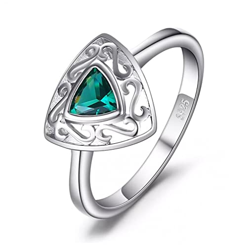 Bague fiançailles triangle émeraude en argent de haute joaillerie