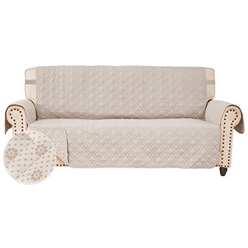 ROSE HOME FASHION Anti-Slip Sofa Cover for Leather Sofa, Couch Covers for 3 Cushion Couch, Slip-Resistant Couch Cover for Leather Sofa, Sofa Covers for Living Room, Couch Covers(Sofa:Beige)