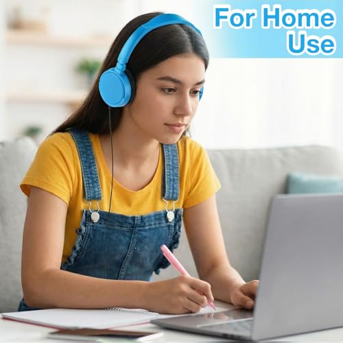 Image of Yunsailing 18 Pack Classroom Headphones Bulk, Wired Headphones,Blue | Student School Supplies, Individually Wrapped, Adjustable, over Ear Head Earbuds, for Laptop PC Computer