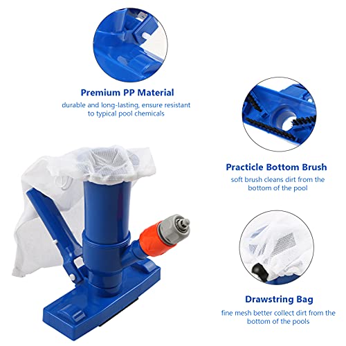 Pool Vacuum Jet Underwater Cleaner Brush com Clip Handle Drawstring Bag Remove cantos de detritos Fe