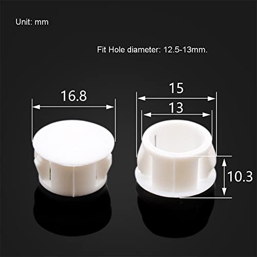 Image of 30PCS 1 /2 inch White Hole Plugs Plastic Flush Type Snap in Locking Tube Furniture Fencing Post Pipe End Caps