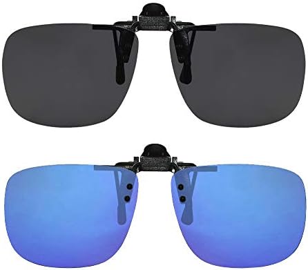 Success Eyewear Clip On Sunglasses Flip Up Polarized Sunglasses Clip onto Eyeglasses Over Prescription Glasses Case Included