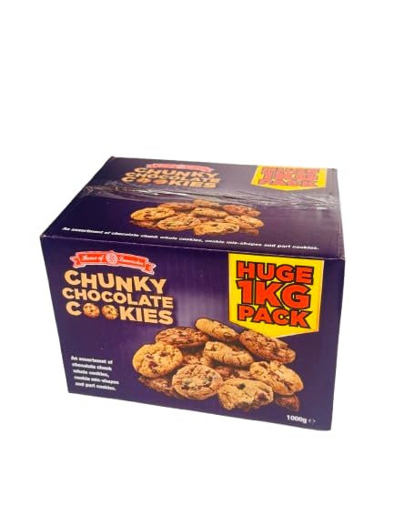 Broken Chunky Chocolate Cookies 1kg Bulk ASSORTMENT - Box Of Chocolate Mis-shapes and Part cookies Perfect for Office Big Snacking Parties Gifts and Lunch Tea Office Biscuits
