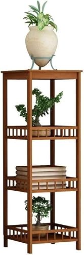 JvFbjLF Plant Stand 4 Tier Bamboo Plant Stand Pot Stand Balcony Display Potting Stand Decorative Garden Stand Flower Stand(Braun)