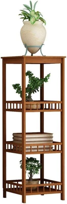 Support de jardin décoratif à 4 étages en bambou marron pour pot de fleurs
