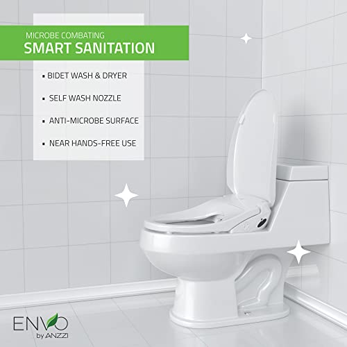 Asiento inteligente eléctrico para bidé ANZZI para inodoros alargados, asiento calefactado, secador de aire caliente, tapa de cierre suave, boquilla autorreparable, funciones con control de temperatura y presión, con mando a distancia (TL-AZEB101B) miniatura 5