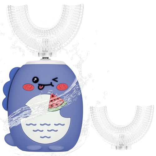 Vicloon Spazzolino elettrico per bambini a forma di U,Spazzolino sonico a 360° con timer da 45 secondi, 2 modalità di pulizia,Spazzolinos sonico con IPX7 impermeabile Con 2 testine