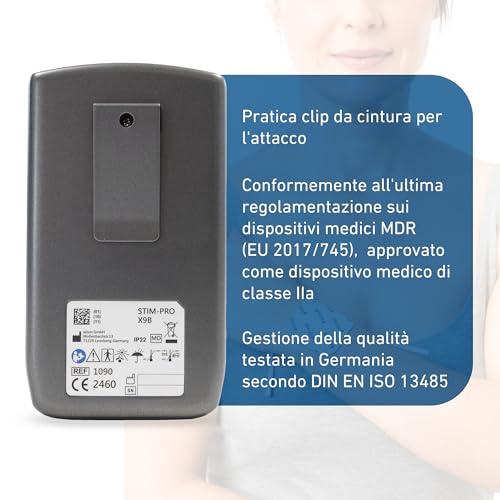 Tens Ems - Dispositivo Combinato STIM-PRO X9B – 4 Canali In Set Con 8 Pezzi 5 X 5 Cm, 4 Pezzi 10 X 5 Cm, Speciali Elettrodi E Spray A Contatto, Terapia Del Dolore, Costruzione Muscolare E Massaggio In - 6