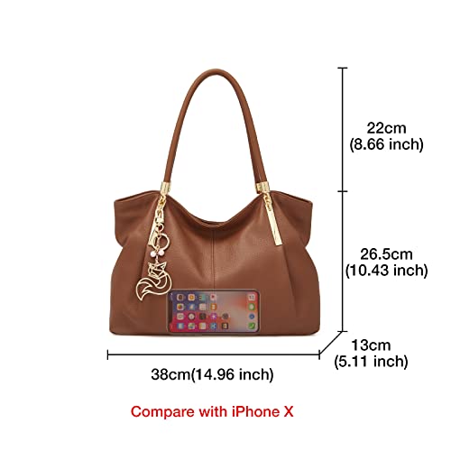 Genuine Leather Handbags For Women Top-Handle Bags With Keyring Jewelry Decoration Women's Shoulder Bags Large Totes Purses #TOP2