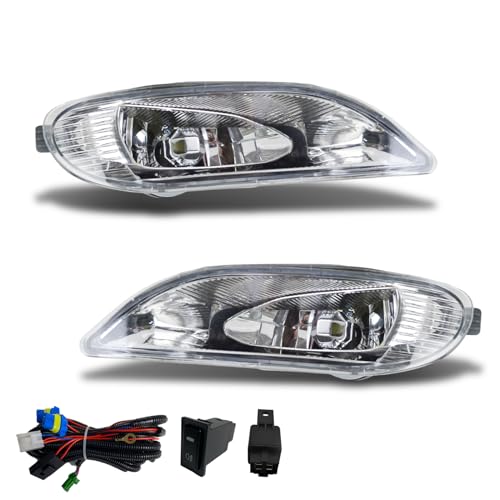 Fog Lights Compatible with 2002 2003 2004 Camry, 2005 2006 2007 2008 Corolla, 2002 2003 Solara, A Pair Of Fog Lamps With 9006 12V 55W Halogen Bulbs, Wiring Harness And Clear Lens