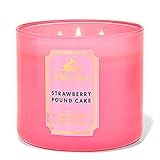 Bath and Body Works, White Barn 3-Wick Candle w/Essential Oils - 14.5 oz - 2021 Core Scents! (Strawberry Pound Cake)