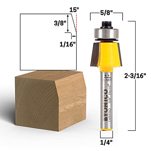 Yonico Bevel Trim Router Bits Bevel 15 Degree 1/4-Inch Shank 14935Q #TOP1