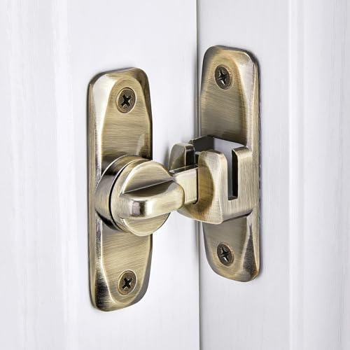 Image of INIRET Barn Door Latches,Bronze 90 /180 Degree Gate Lock,Zinc Alloy Right Angle Door Lock Latch,Flip Gate Latches Hardware,Door Security Sliding Door Latch Lock fo Cabinets,Bathroom,Barn Door