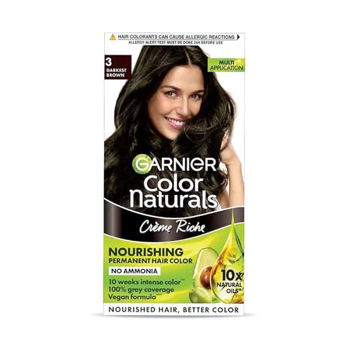Garnier Color Naturals Creme Hair Color – Shade 3 Darkest Brown (70ml + 60g)